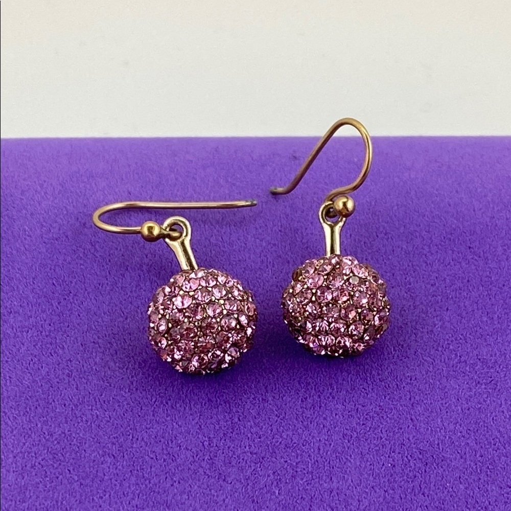 💛 Classic Pink Crystal Ball Drop Earrings